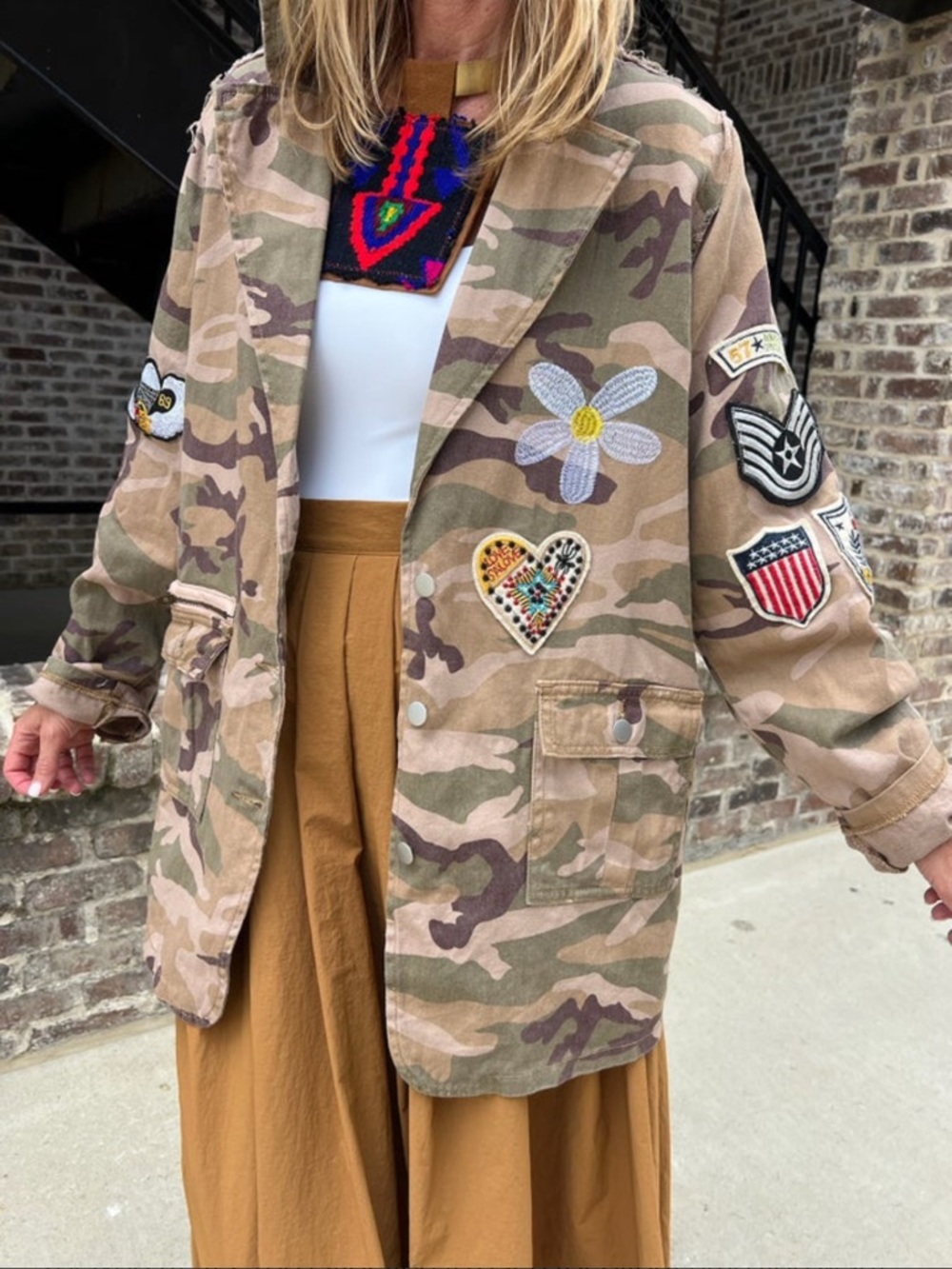POL | Oversized Camo Patches Blazer Jacket